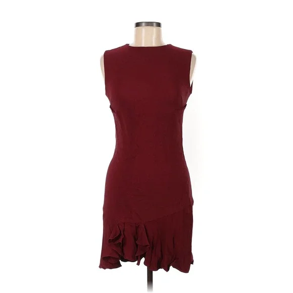 Antonio Berardi Dresses | Euc! Antonio Berardi Maroon Burgundy Red Dress W/ Ruffle Hem Size 42it Designer | Color: Red | Size: 6 | Pm-64248953's